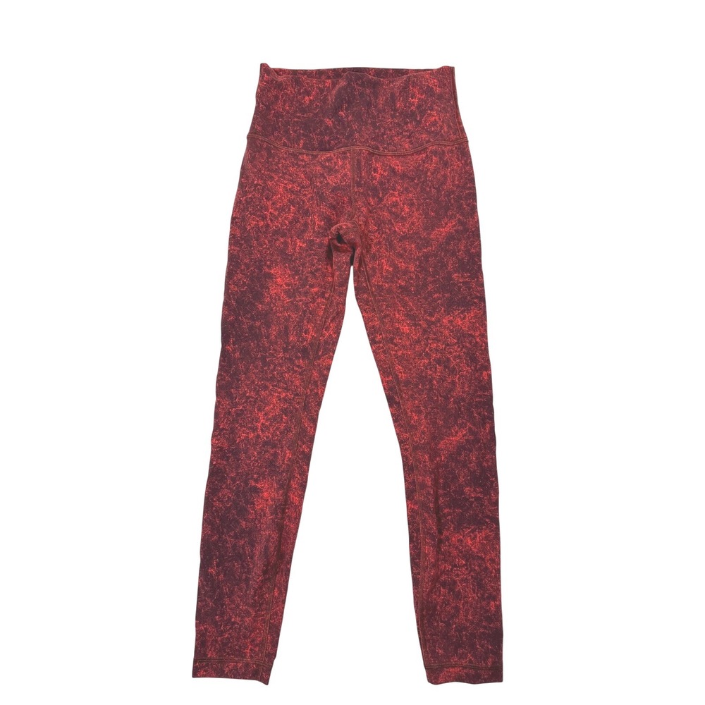 Lululemon Wunder Train High-Rise Tight 25" Denim Wash Print Autumn‎ Red Black 6